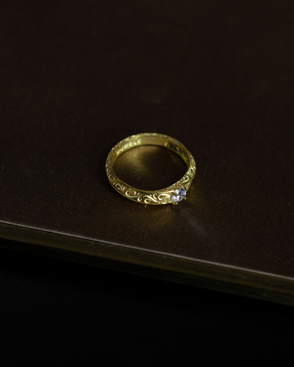 Baroque Engraved Solitaire 14 Ayar Altın Kaplama