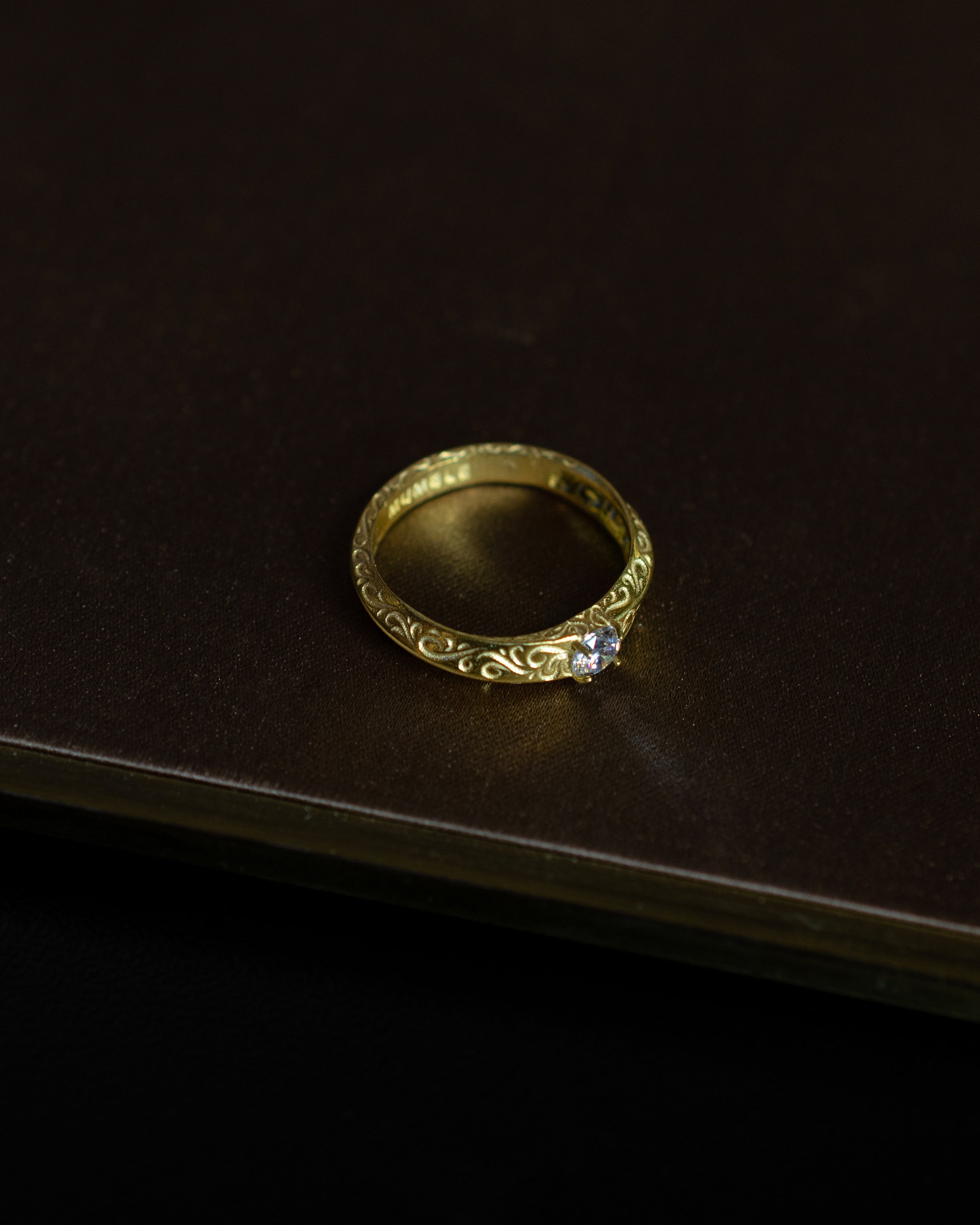 Baroque Engraved Solitaire 14 Ayar Altın Kaplama