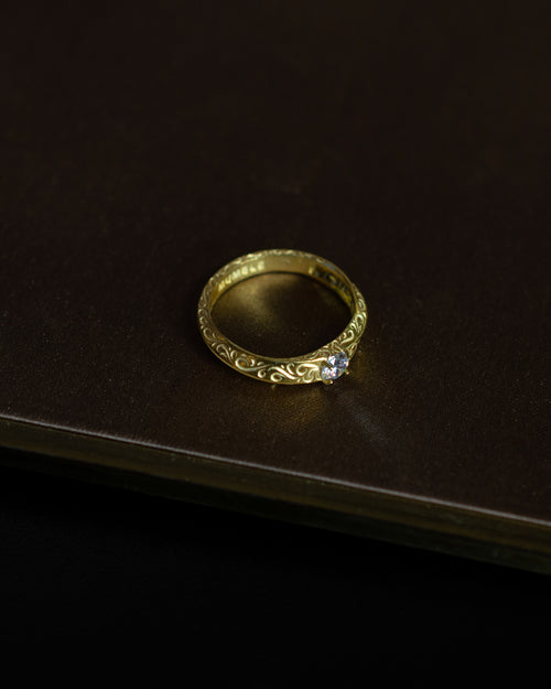 Baroque Engraved Solitaire 14 Ayar Altın Kaplama