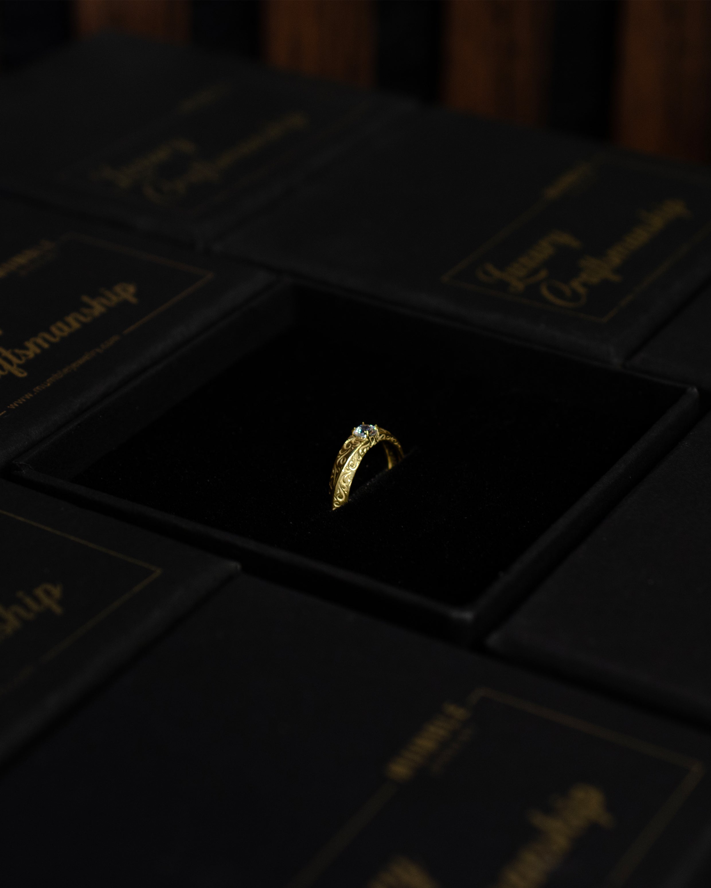 Baroque Engraved Solitaire 14 Ayar Altın Kaplama