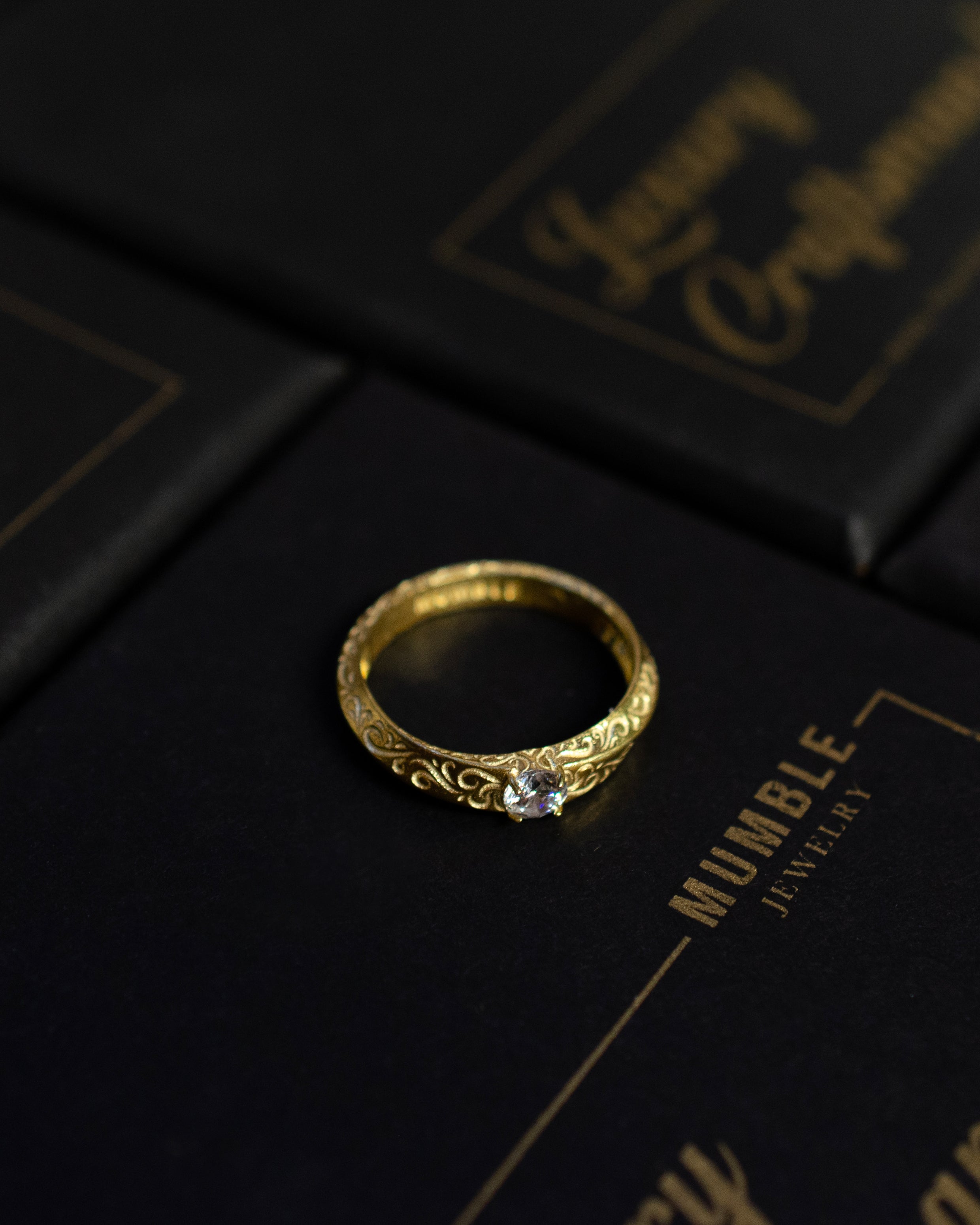 Baroque Engraved Solitaire 14 Ayar Altın Kaplama