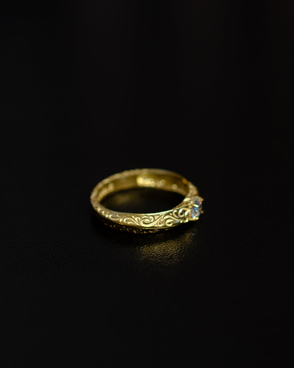 Baroque Engraved Solitaire 14 Ayar Altın Kaplama