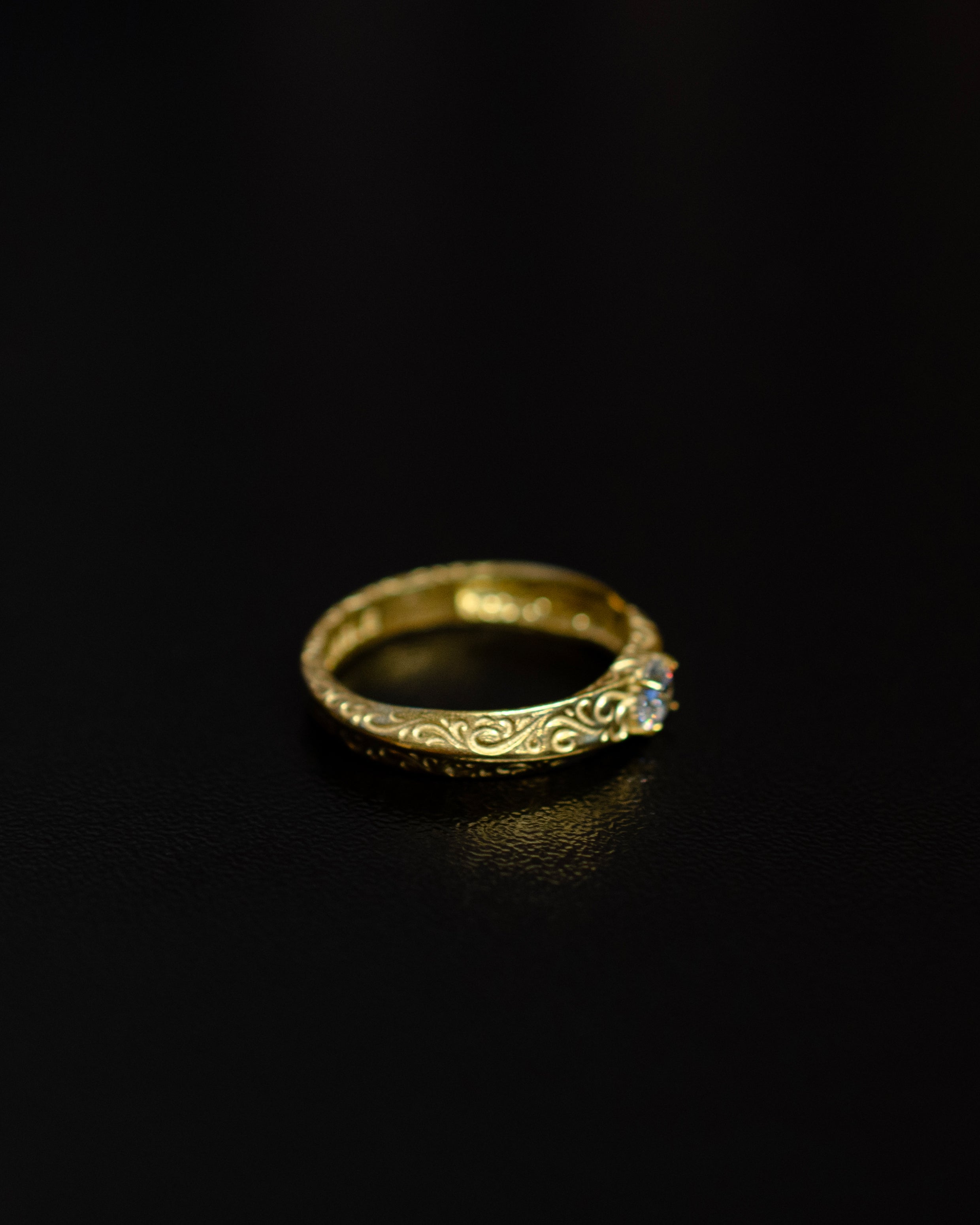 Baroque Engraved Solitaire 14 Ayar Altın Kaplama