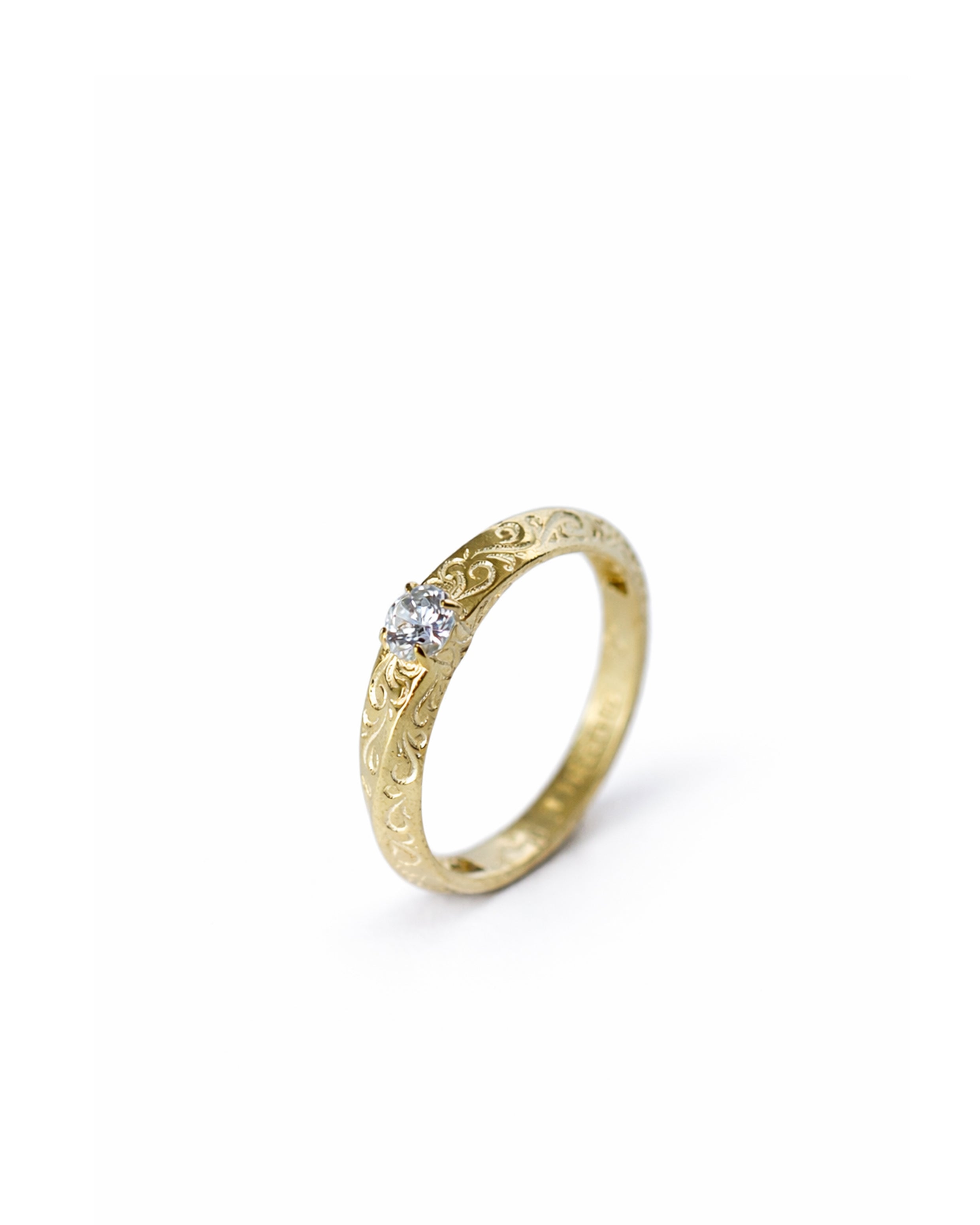 Baroque Engraved Solitaire 14 Ayar Altın Kaplama