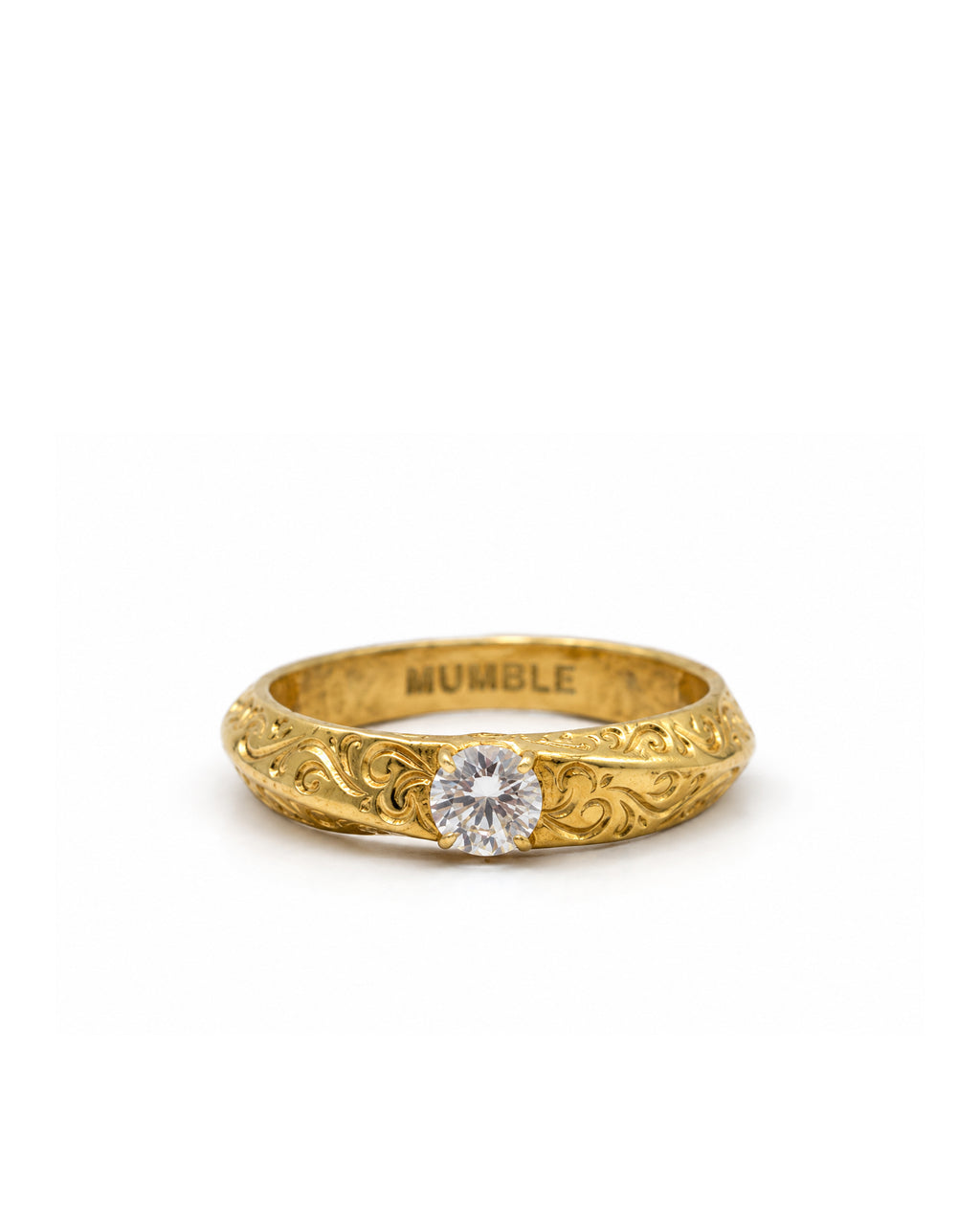 Baroque Engraved Solitaire 14 Ayar Altın Kaplama